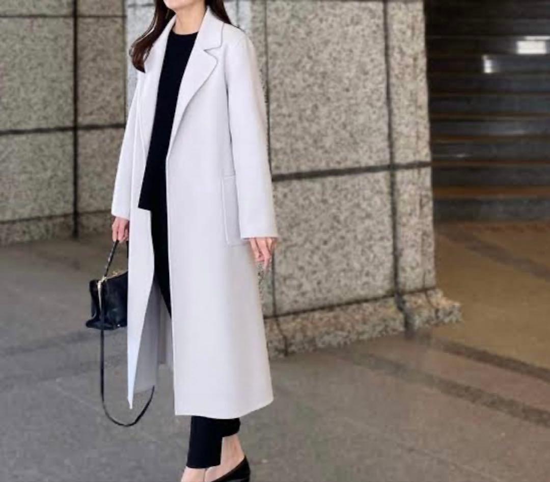 Mプルミエ ラムダブルクロスロングテーラードコート 36