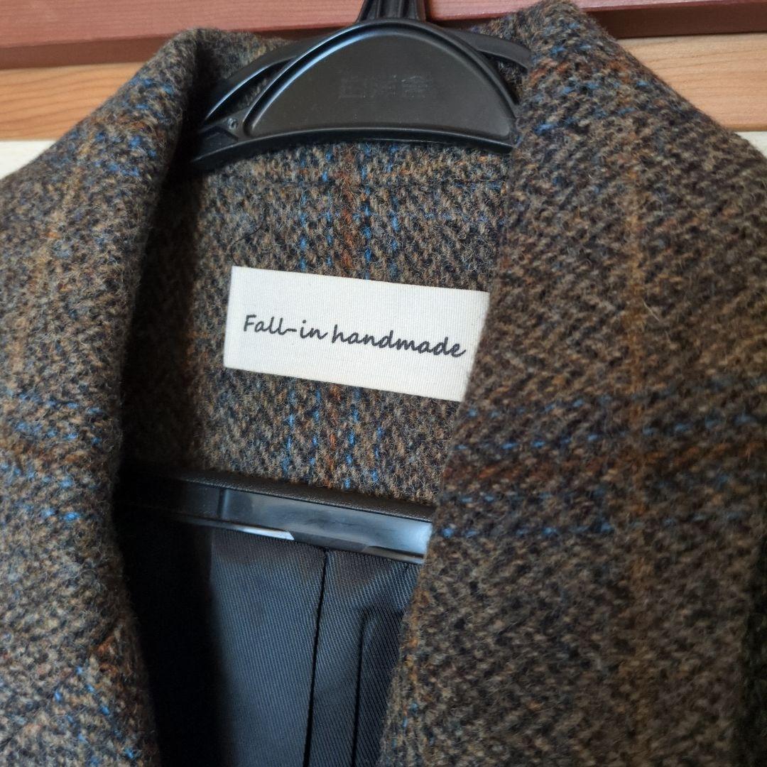 美品　半額　ウールコート　レディース　イタリアウール　チェック　ブラウン　ロング