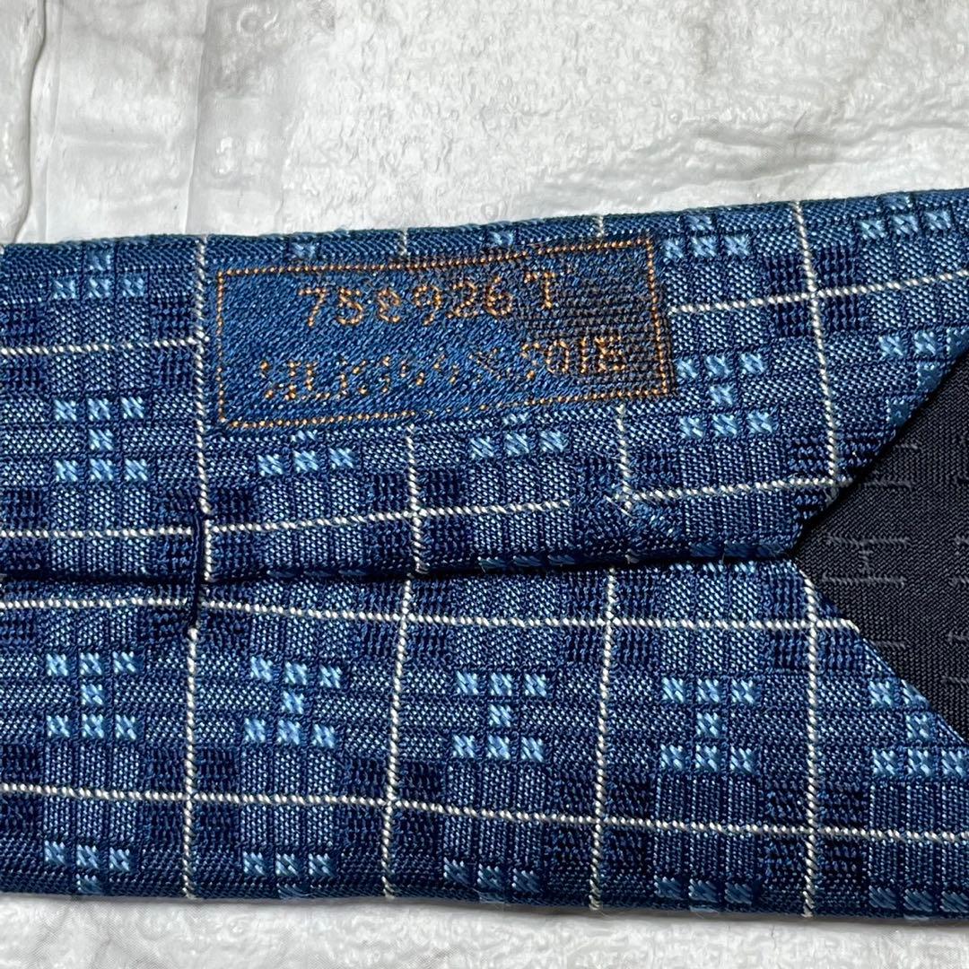 エルメス　HERMES ネクタイ　H織　ファソネ　ブルー　スーツ　シャツ