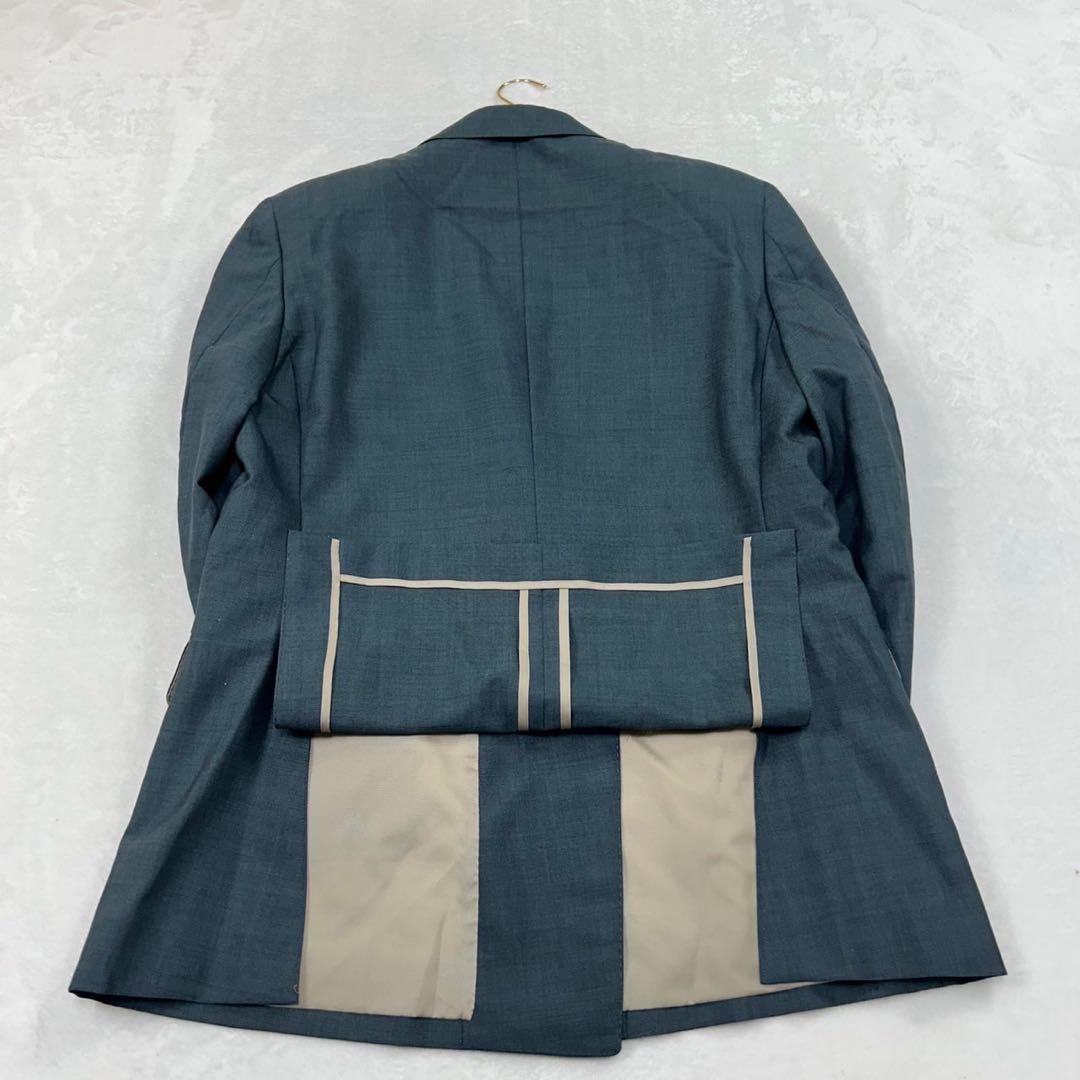 I106 美品 XL バーバリー ダブル スーツ上下 ブルー メンズ