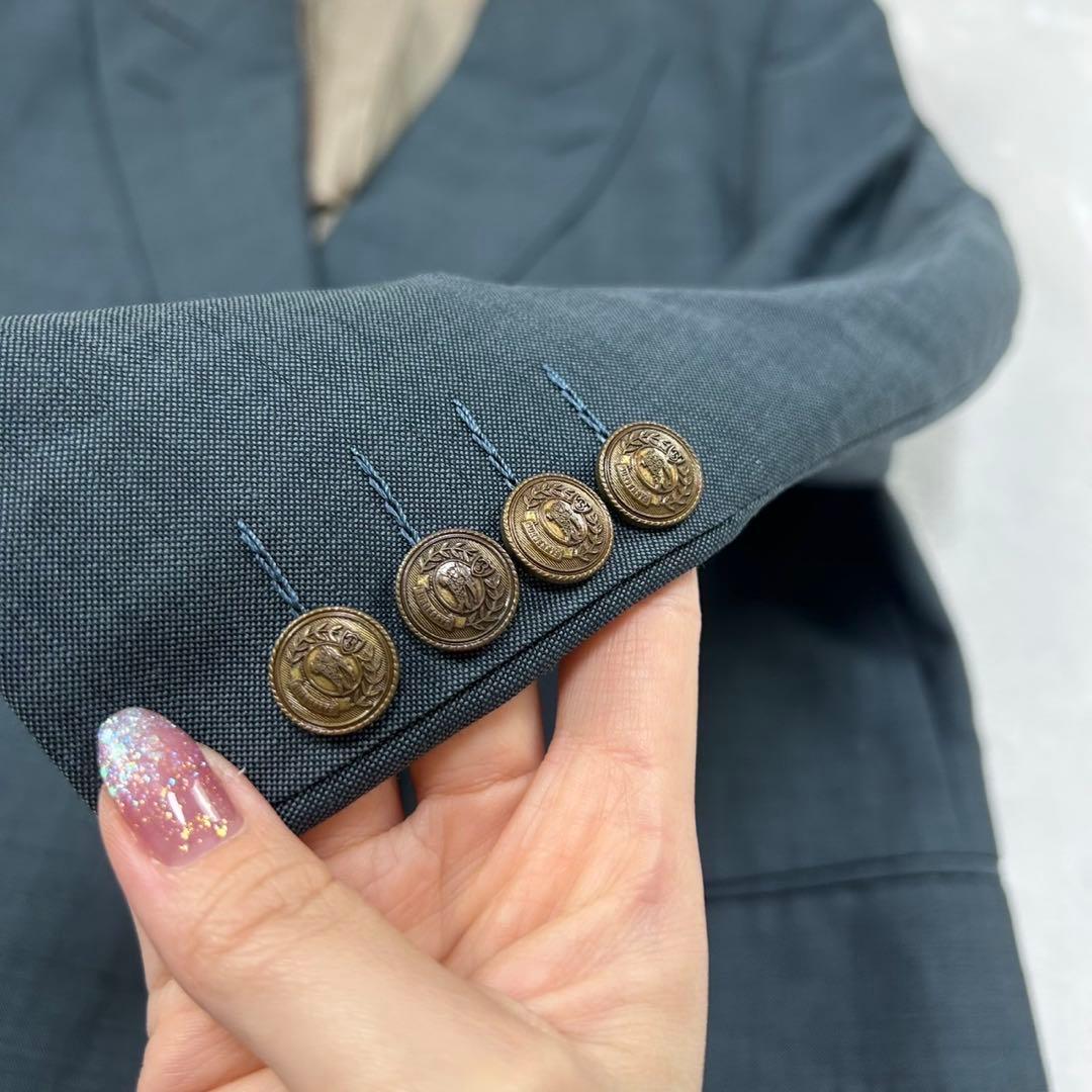 I106 美品 XL バーバリー ダブル スーツ上下 ブルー メンズ