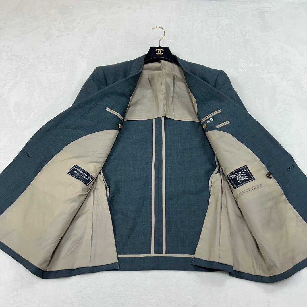 I106 美品 XL バーバリー ダブル スーツ上下 ブルー メンズ