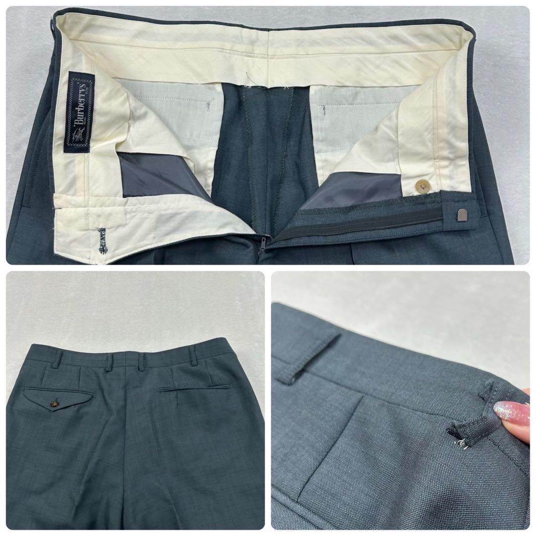 I106 美品 XL バーバリー ダブル スーツ上下 ブルー メンズ