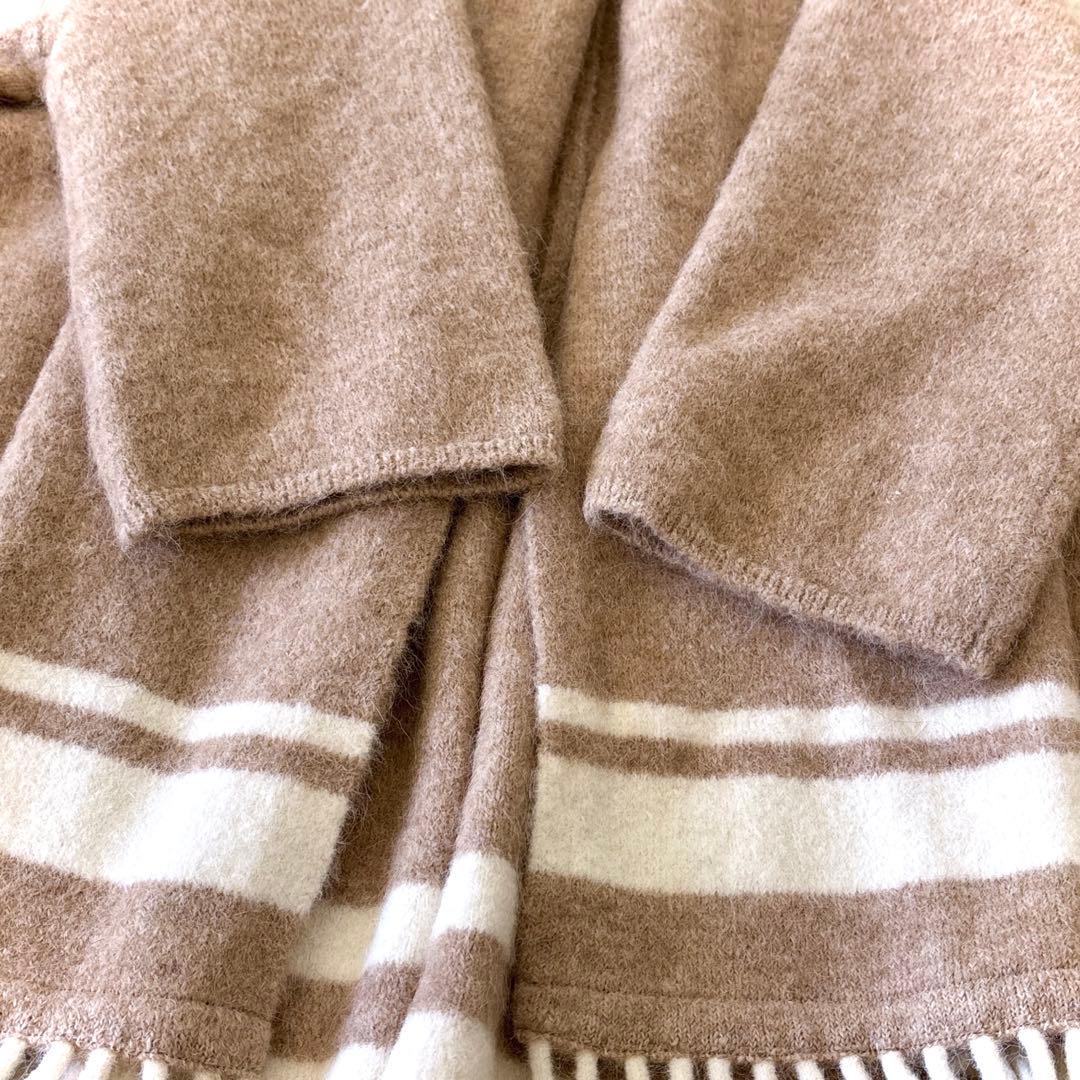 美品 カデュネ CADUNE アルパカ混 ストールフードラインニットカーデ 38