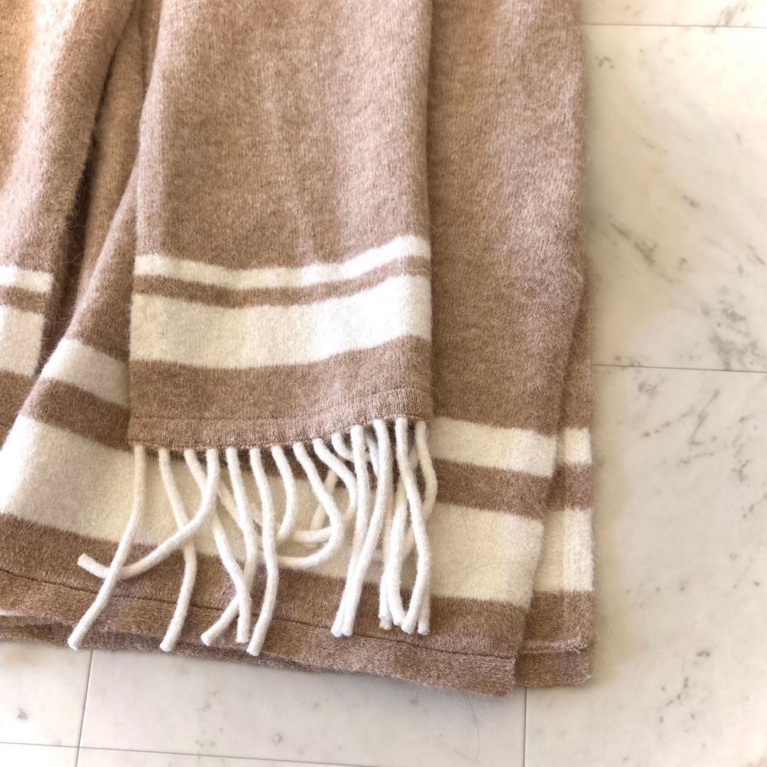 美品 カデュネ CADUNE アルパカ混 ストールフードラインニットカーデ 38