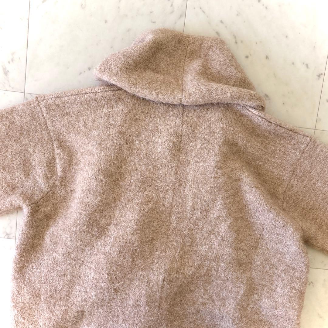 美品 カデュネ CADUNE アルパカ混 ストールフードラインニットカーデ 38