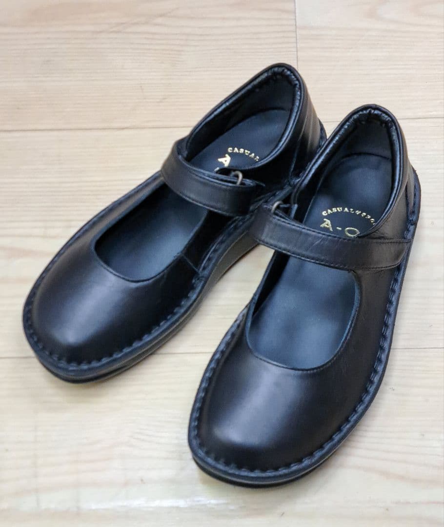 セール◆A-OK◆ベルクロコンフォートシューズ　クロ　22cm