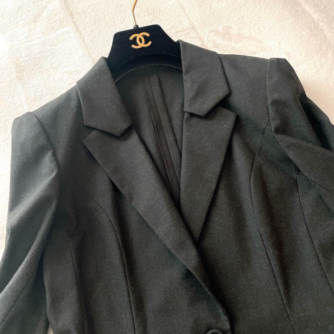 極美品⭐︎FOXEY NEW YORK チャコール ベルト付 スカートスーツ L