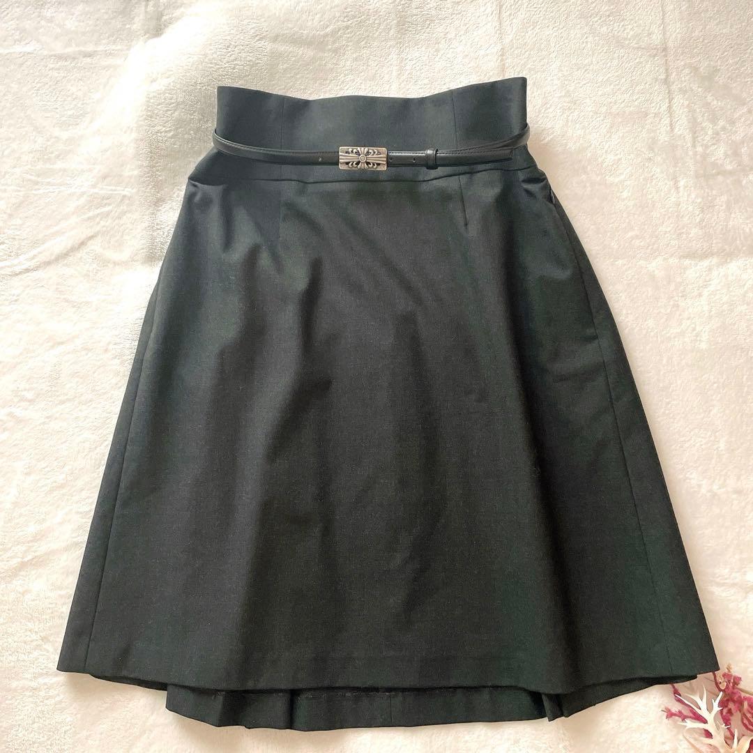 極美品⭐︎FOXEY NEW YORK チャコール ベルト付 スカートスーツ L