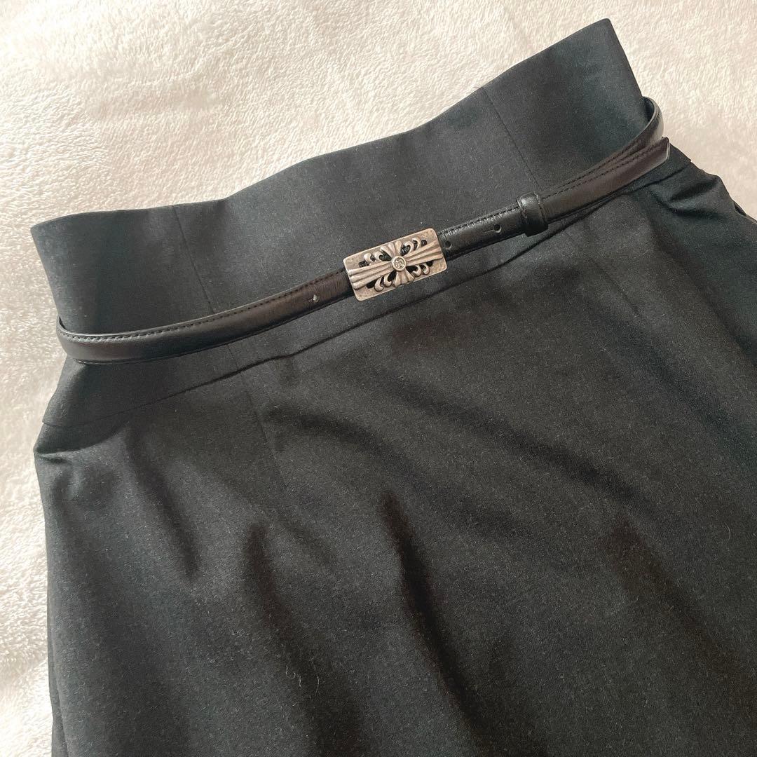 極美品⭐︎FOXEY NEW YORK チャコール ベルト付 スカートスーツ L