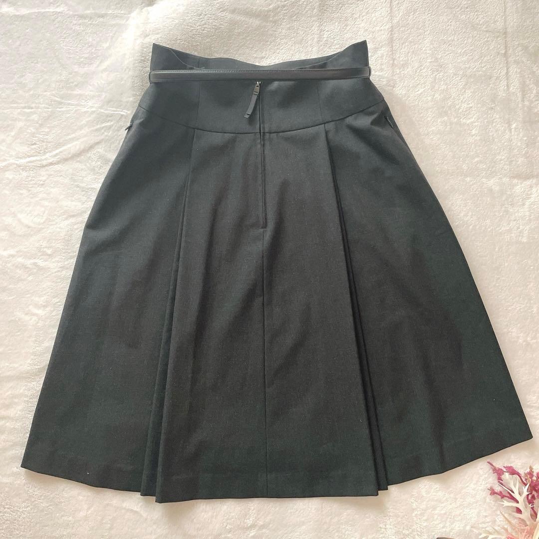 極美品⭐︎FOXEY NEW YORK チャコール ベルト付 スカートスーツ L