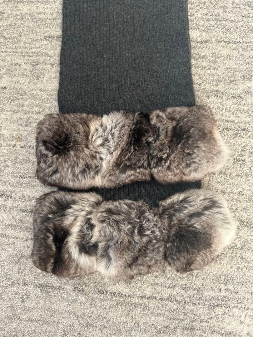 フォクシー　ファー付きカシミアマフラー