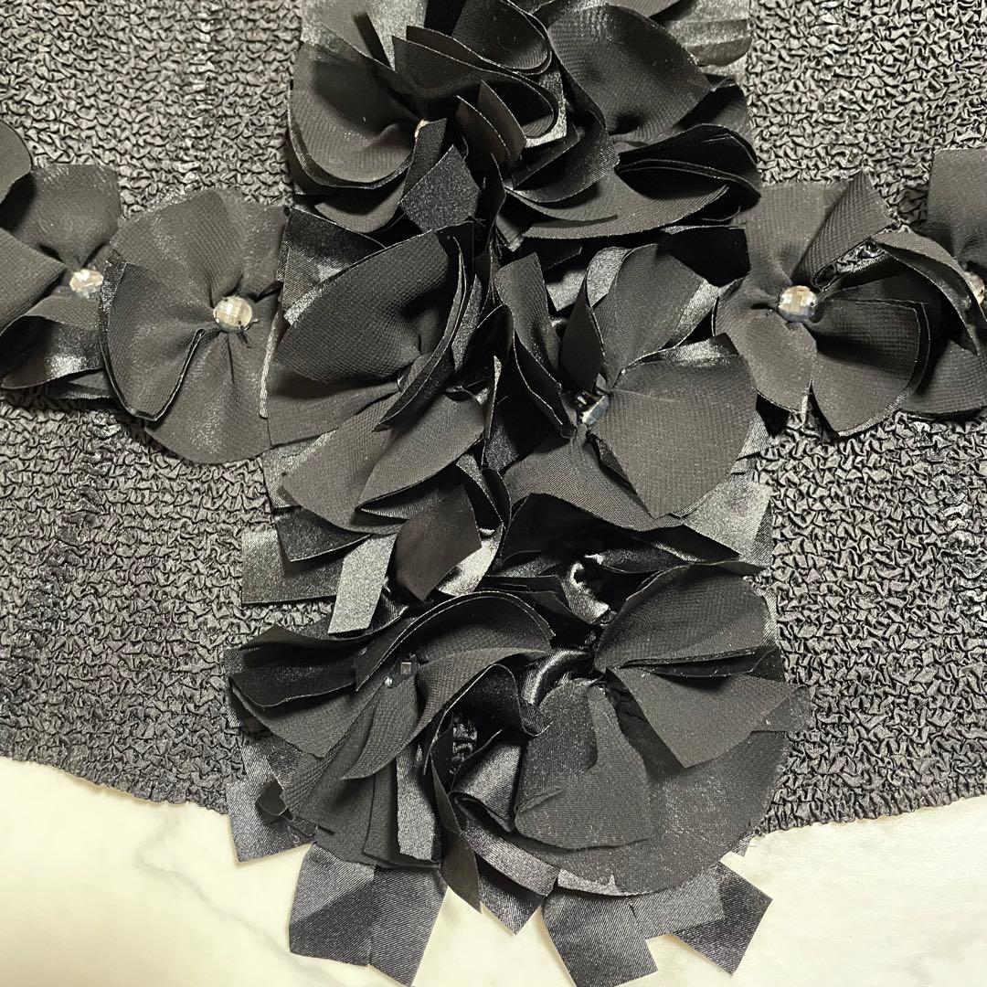 極美品♪ノコオーノノーカラージャケット ブラック スナップボタン フリル 42