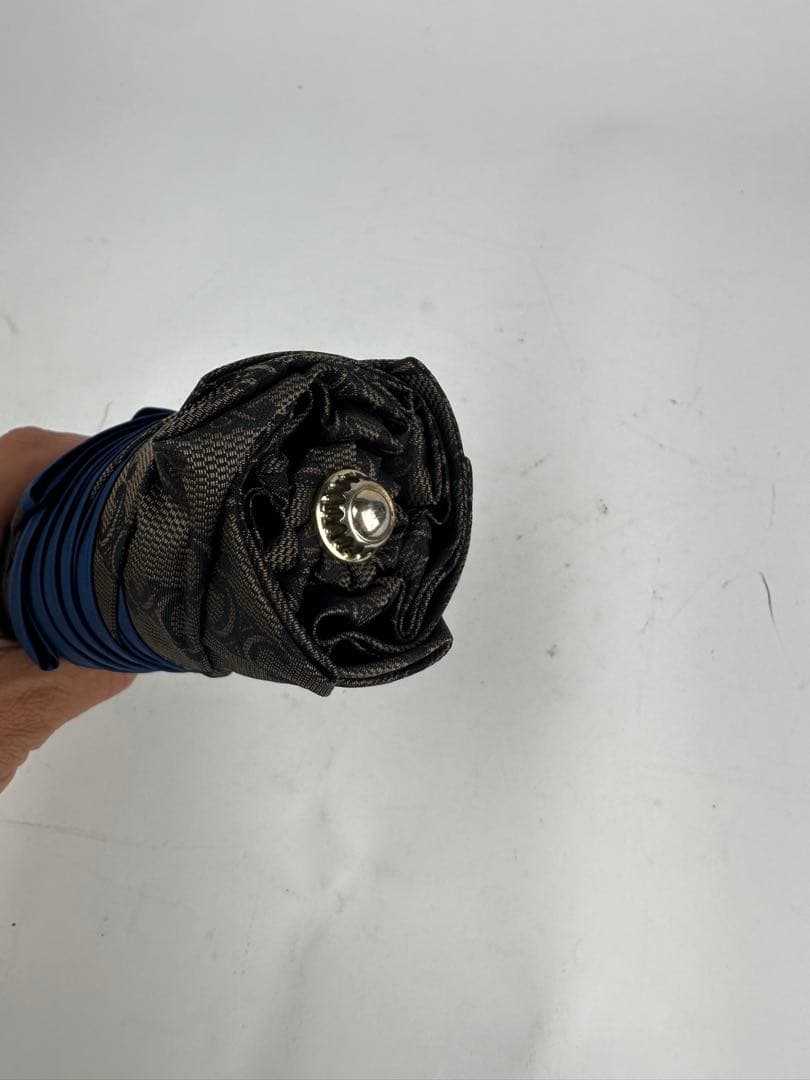 CELINE セリーヌ　折りたたみ傘 ロゴ柄 ブラウン/ブルー