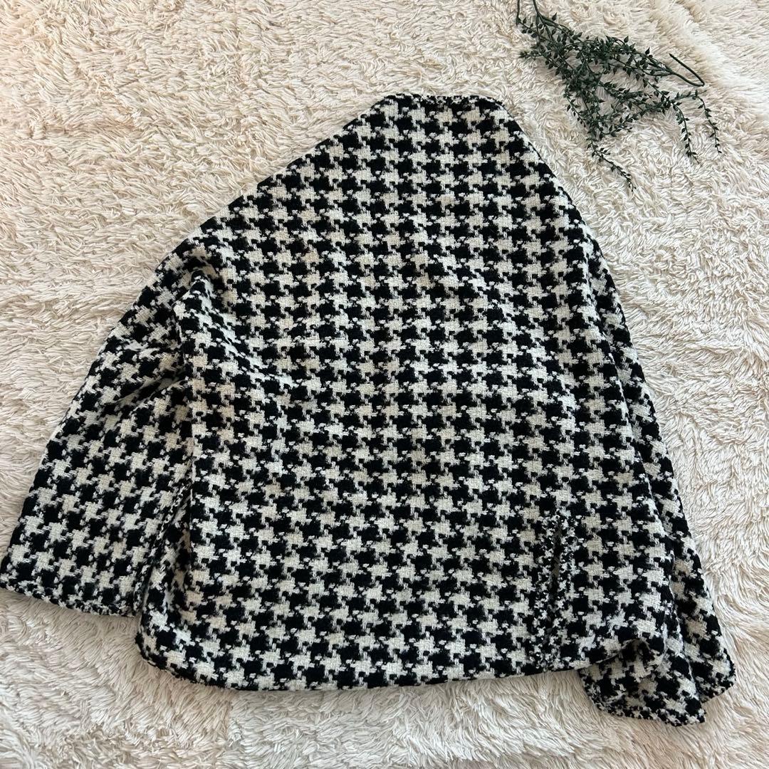 美品✨Y's ワイズ　千鳥格子　変形　ウール　ポンチョ　ガウン