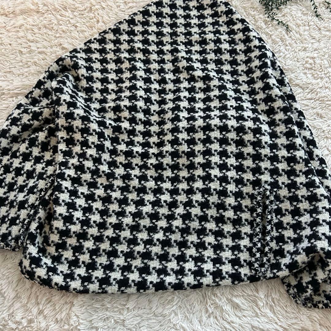 美品✨Y's ワイズ　千鳥格子　変形　ウール　ポンチョ　ガウン