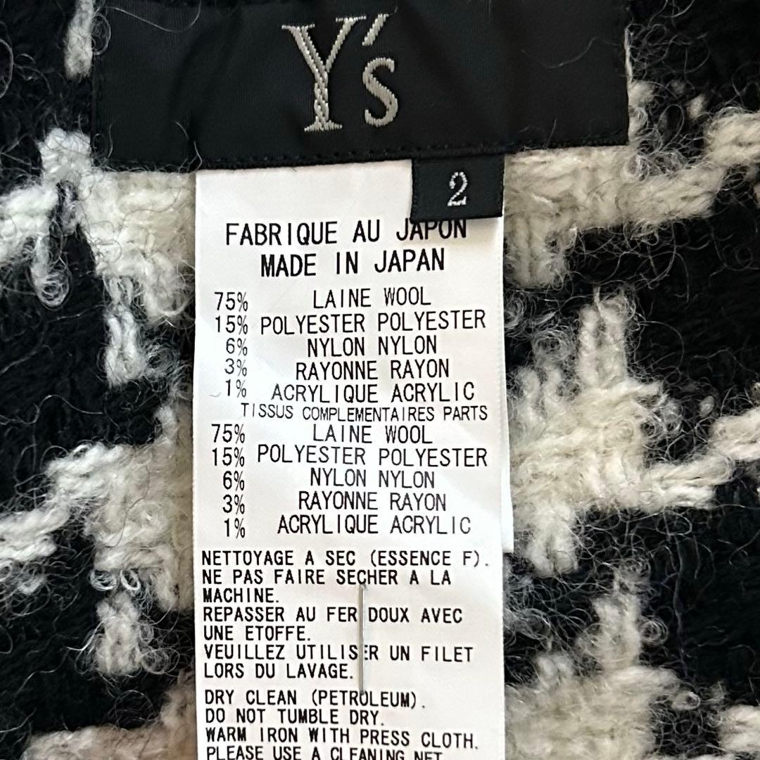 美品✨Y's ワイズ　千鳥格子　変形　ウール　ポンチョ　ガウン