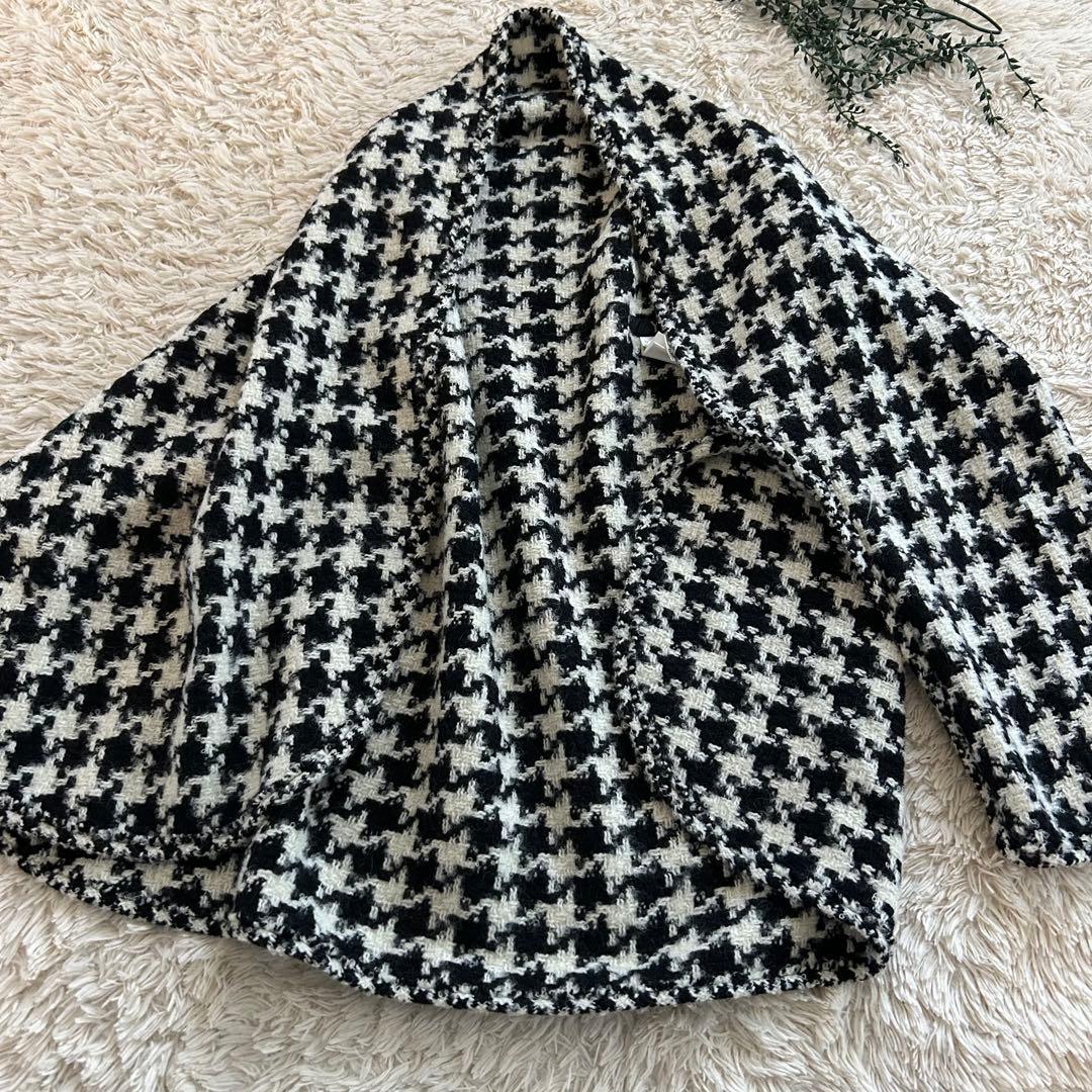 美品✨Y's ワイズ　千鳥格子　変形　ウール　ポンチョ　ガウン