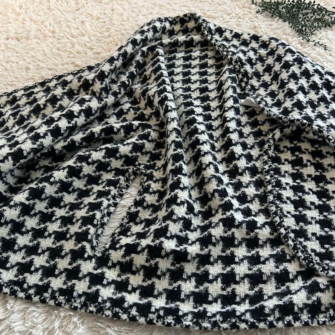 美品✨Y's ワイズ　千鳥格子　変形　ウール　ポンチョ　ガウン