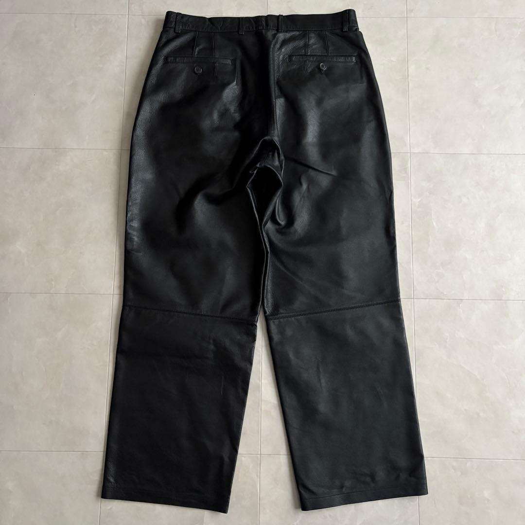 90s vintage BONSKIP 2タックレザーワイドパンツ 黒 y2k