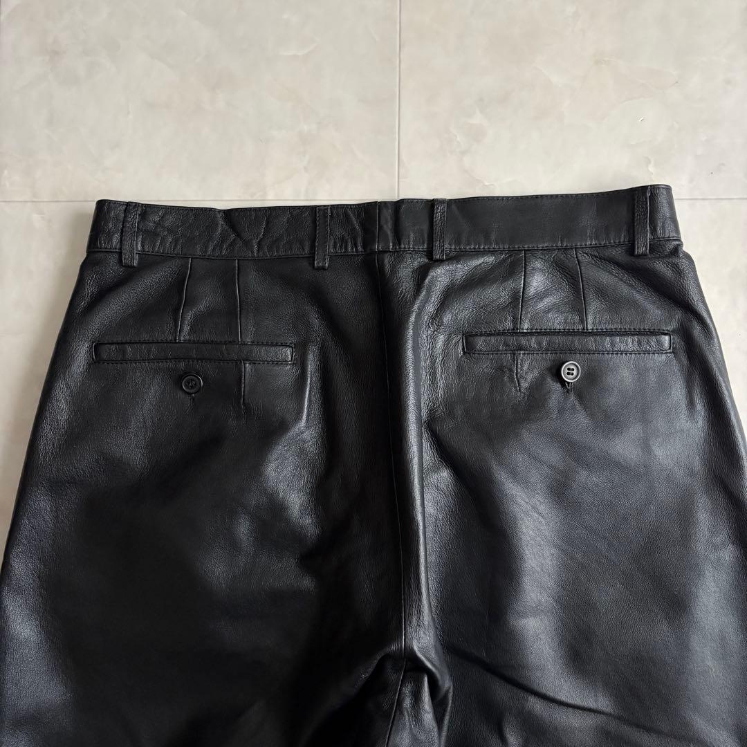 90s vintage BONSKIP 2タックレザーワイドパンツ 黒 y2k