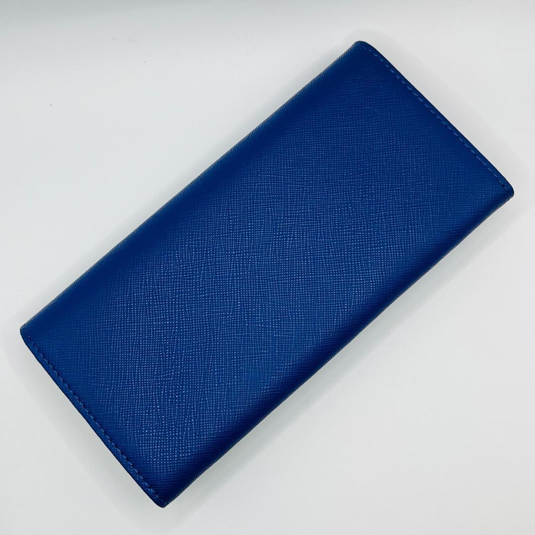 特価 未使用 Vivienne Westwood 青 シンプル 長財布 折財布