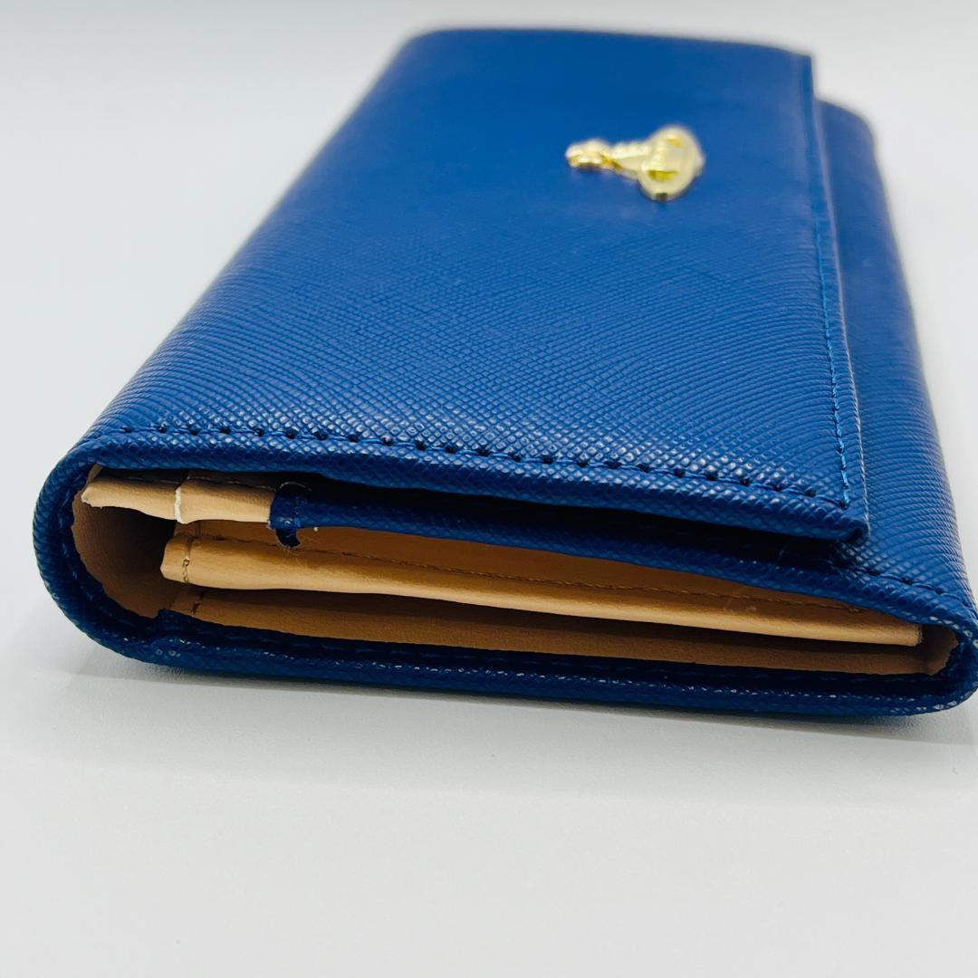 特価 未使用 Vivienne Westwood 青 シンプル 長財布 折財布