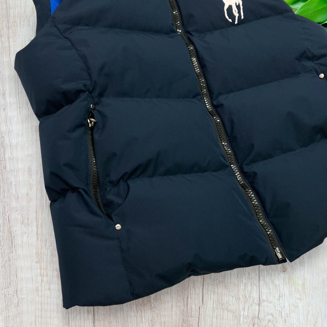 極美品 ポロラルフローレン ダウンベスト ネイビー 刺繍ビッグポニー L 50