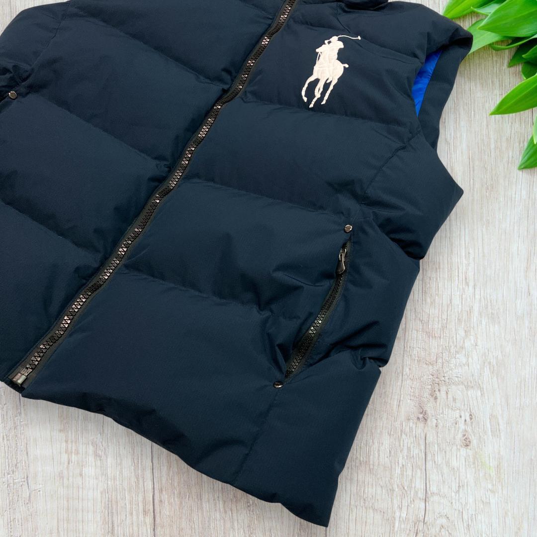 極美品 ポロラルフローレン ダウンベスト ネイビー 刺繍ビッグポニー L 50