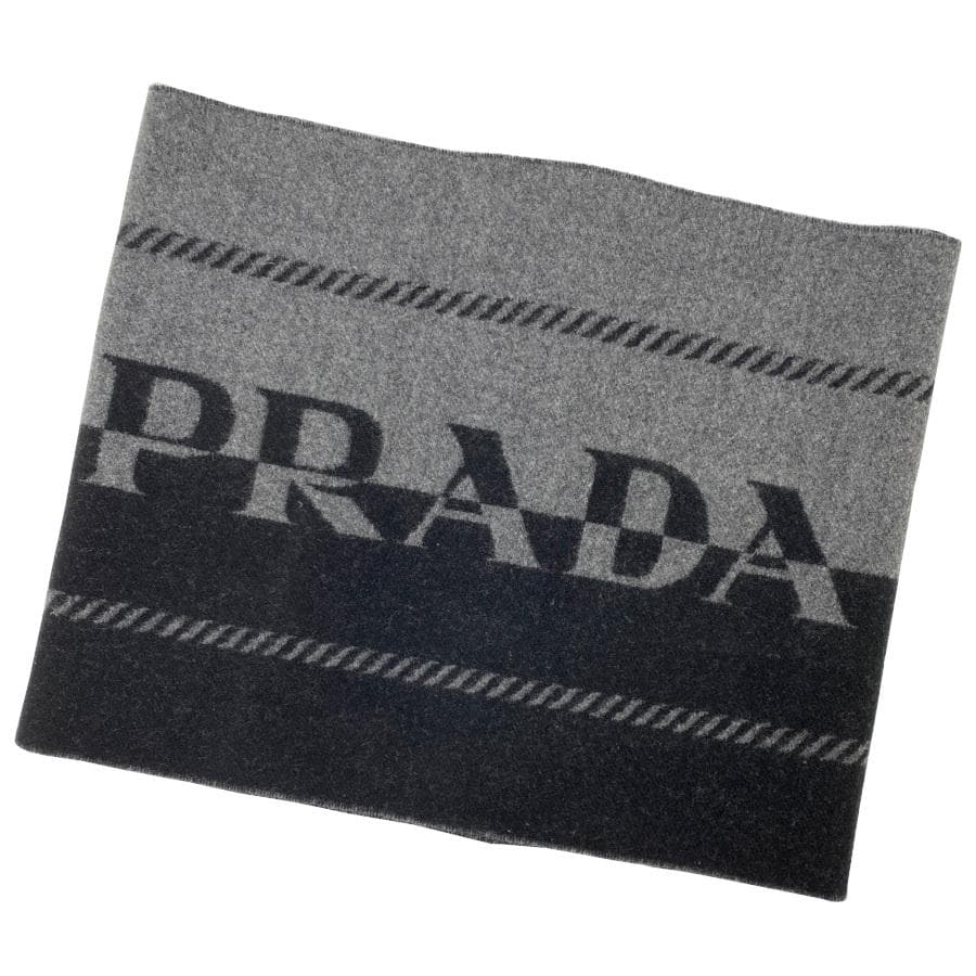 1回のみ短時間使用♡PRADAジャカードロゴ入りスモールウールスカーフマフラー