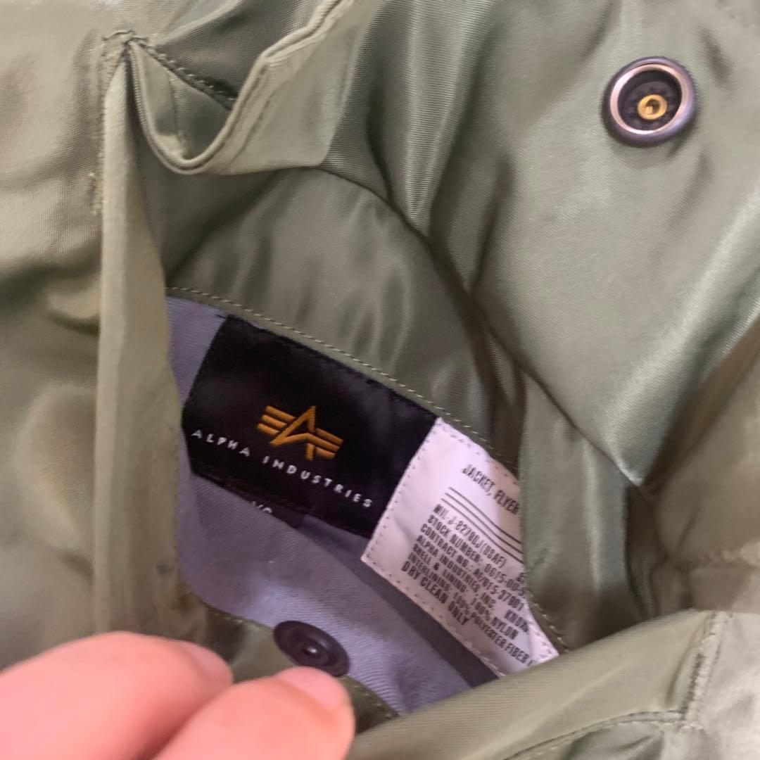 アルファインダストリーズ　XS MA1 カーキ　緑　グリーン　アウター
