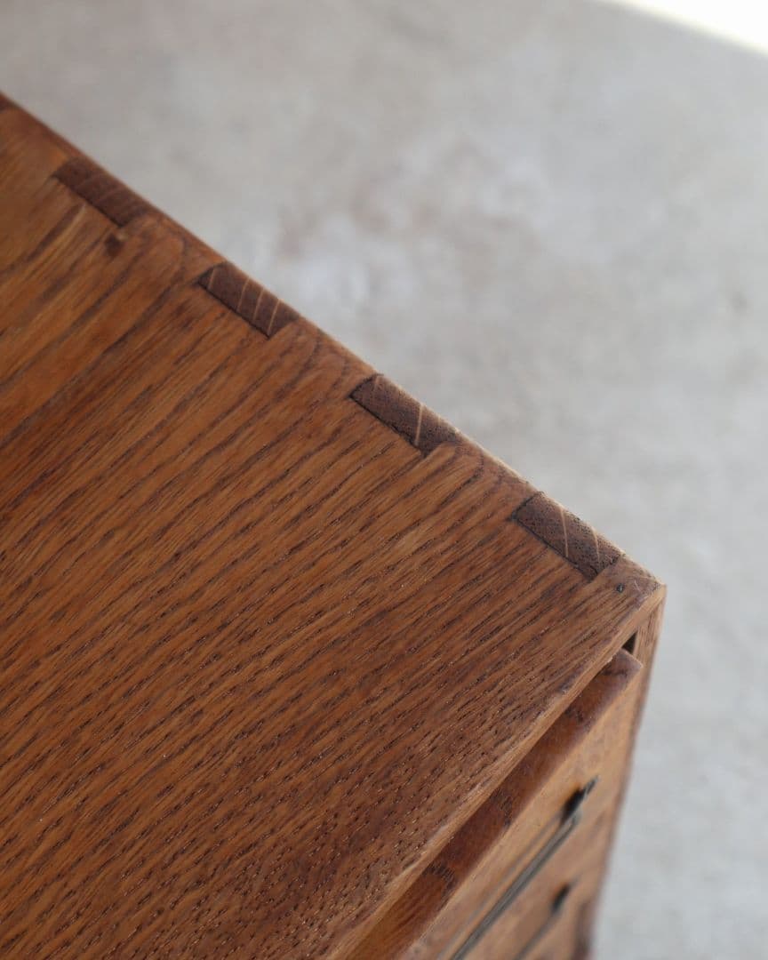 楢(ナラ)材の3杯小引き出し　古道具 古家具 アンティーク ドロワー 什器