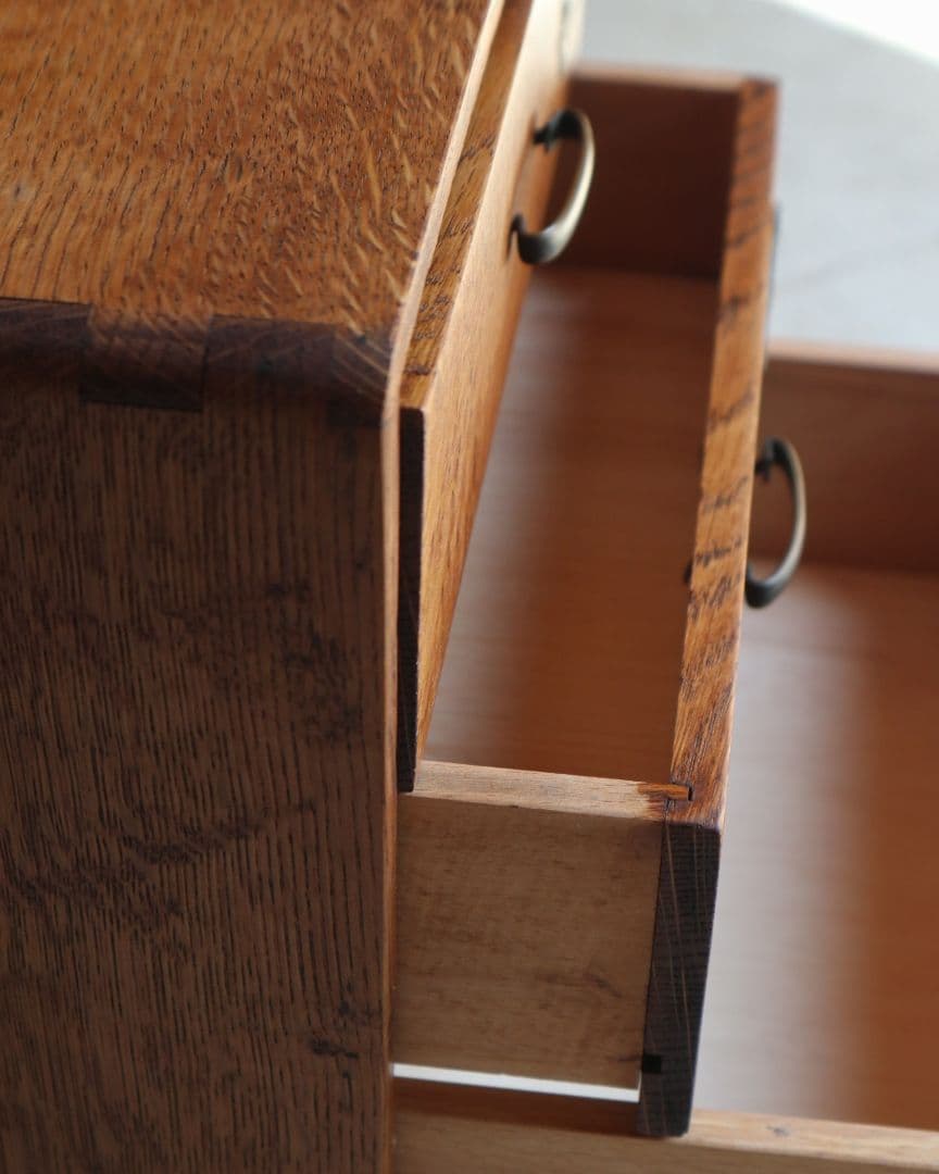 楢(ナラ)材の3杯小引き出し　古道具 古家具 アンティーク ドロワー 什器