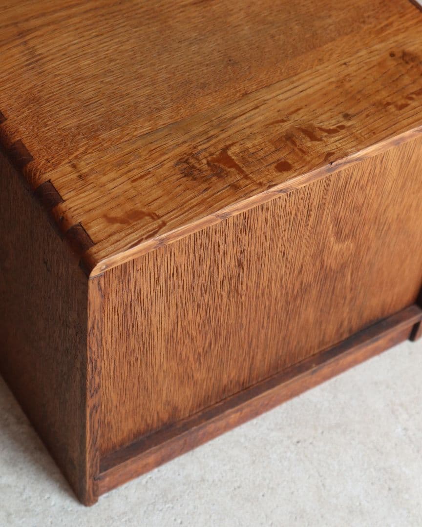 楢(ナラ)材の3杯小引き出し　古道具 古家具 アンティーク ドロワー 什器