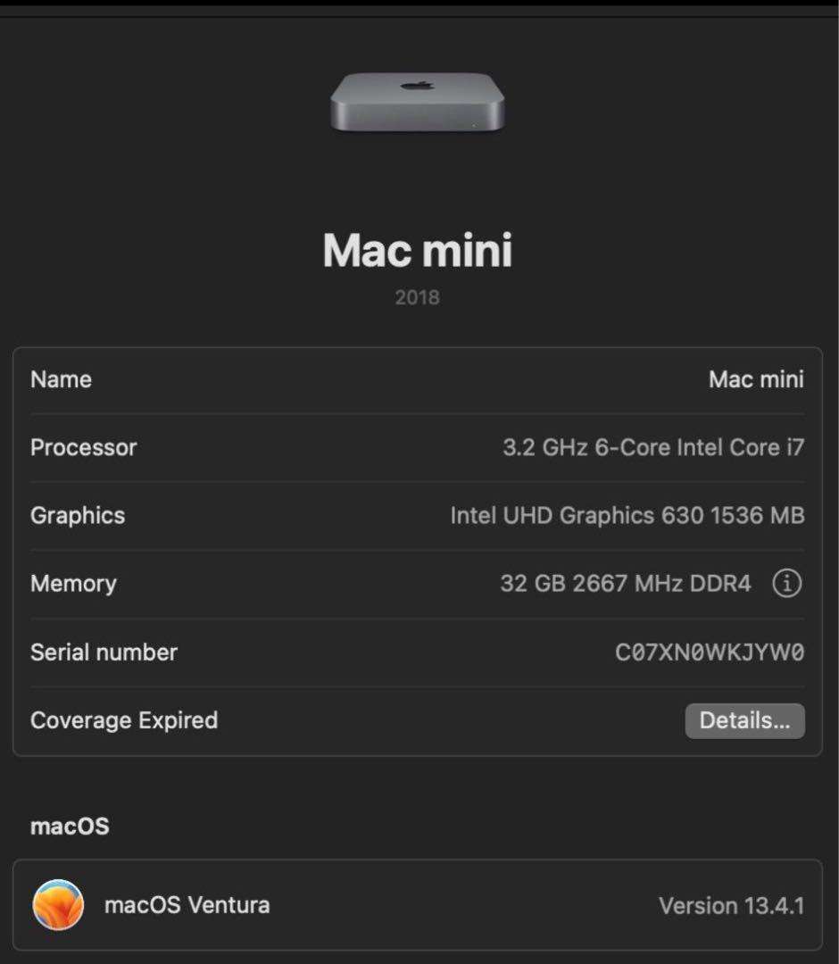 Apple Mac mini（2018年モデル） CTOモデル