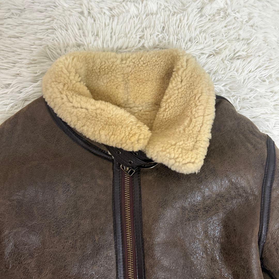 美品✨B-3 フライトジャケット ムートン リアルレザー ダークブラウン L相当