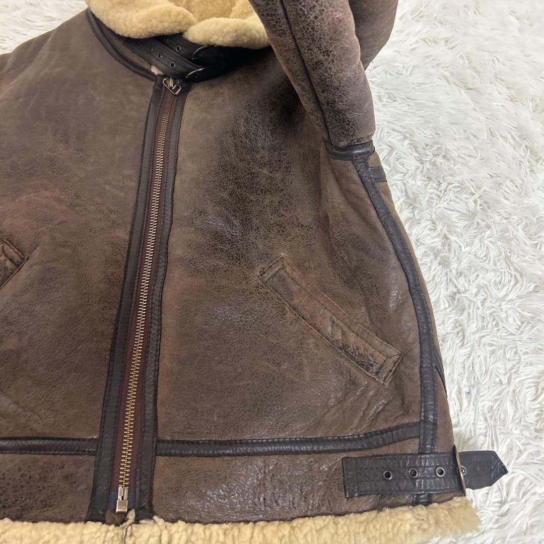 美品✨B-3 フライトジャケット ムートン リアルレザー ダークブラウン L相当