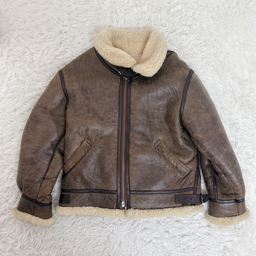 美品✨B-3 フライトジャケット ムートン リアルレザー ダークブラウン L相当