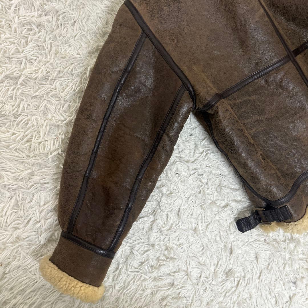 美品✨B-3 フライトジャケット ムートン リアルレザー ダークブラウン L相当