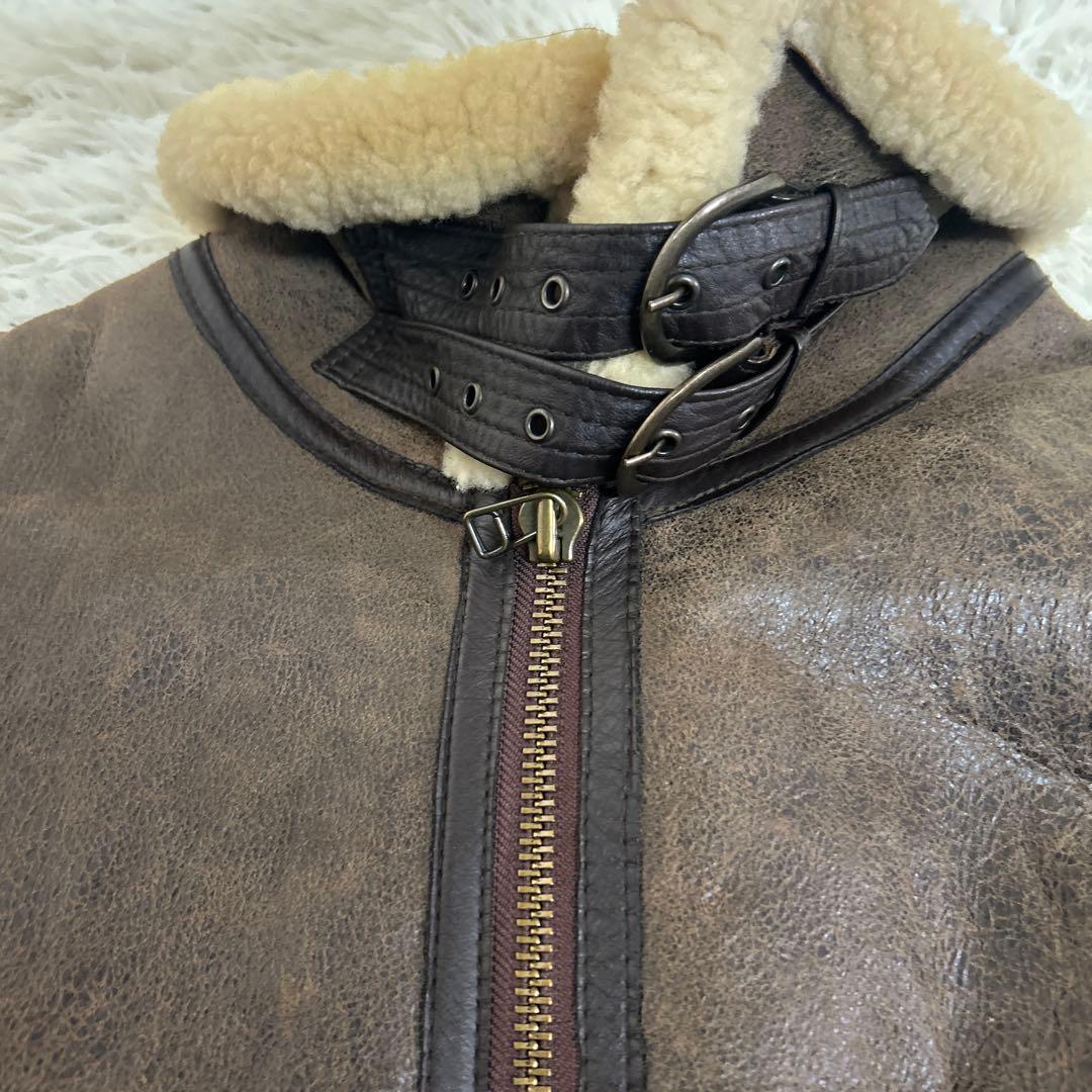 美品✨B-3 フライトジャケット ムートン リアルレザー ダークブラウン L相当