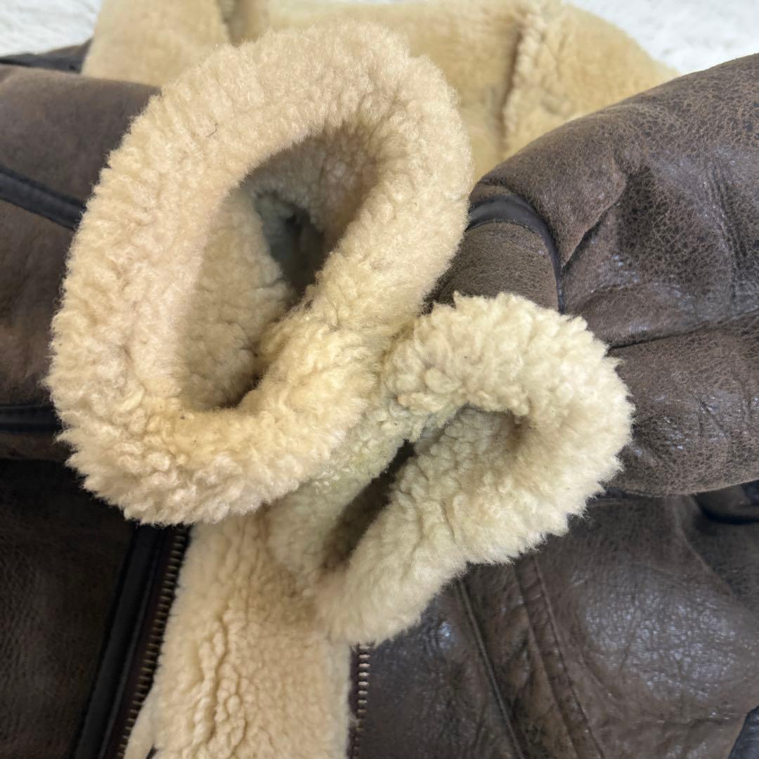 美品✨B-3 フライトジャケット ムートン リアルレザー ダークブラウン L相当