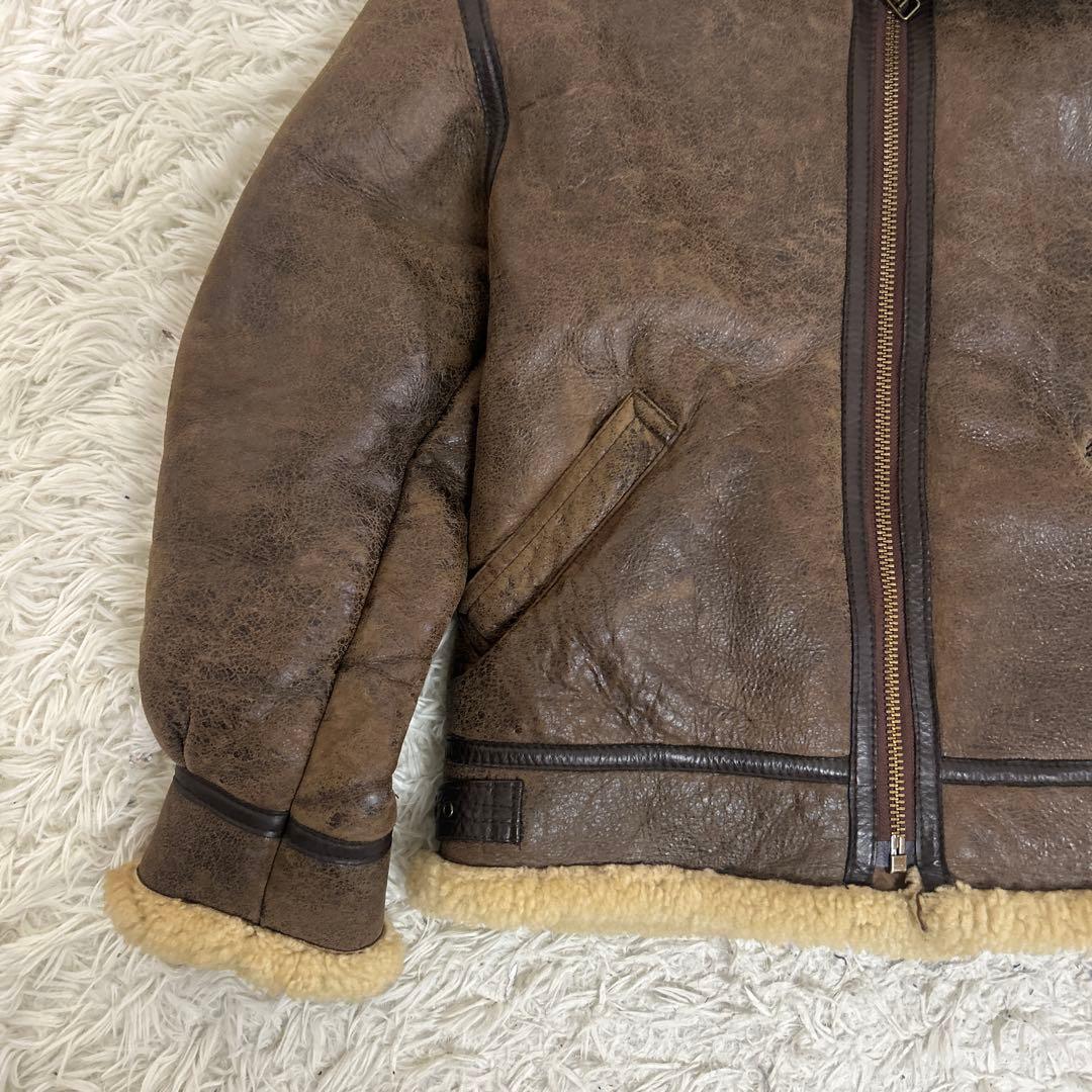美品✨B-3 フライトジャケット ムートン リアルレザー ダークブラウン L相当