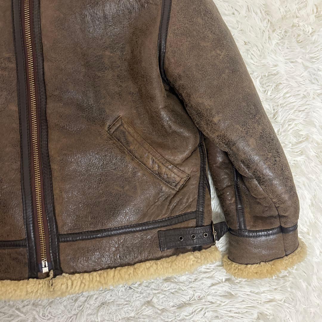 美品✨B-3 フライトジャケット ムートン リアルレザー ダークブラウン L相当
