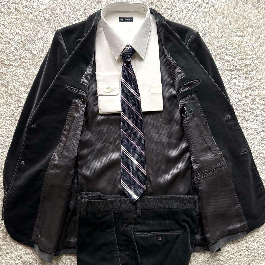 ★ベルベット★ LANVIN セットアップ タキシード ピークドラペル L 灰色