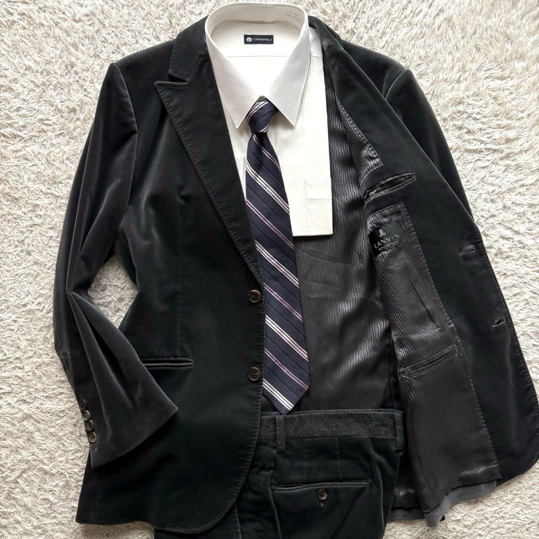 ★ベルベット★ LANVIN セットアップ タキシード ピークドラペル L 灰色