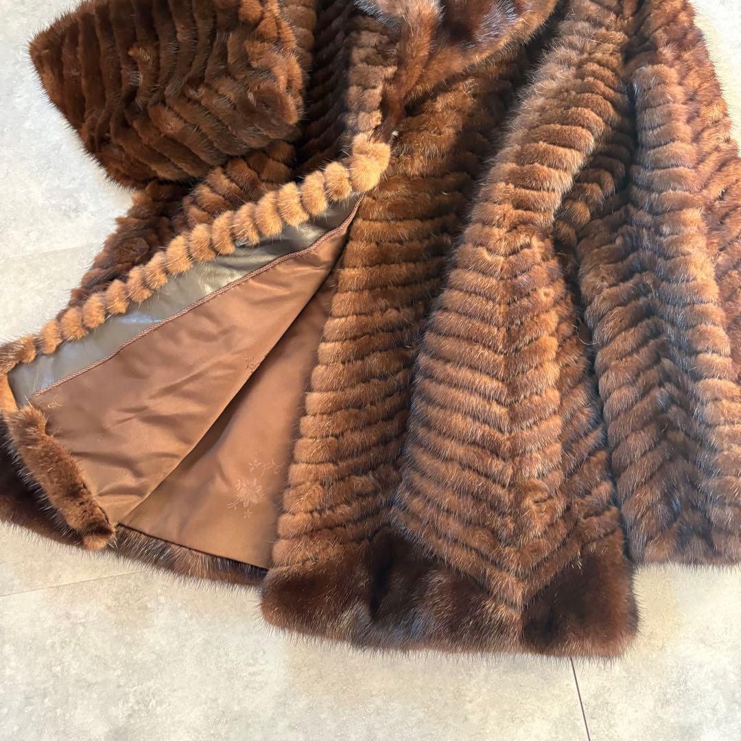 EMBA ミンクファーコート ロングコート 毛皮　ブラウン　11号　エンバ