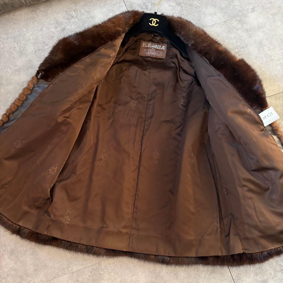EMBA ミンクファーコート ロングコート 毛皮　ブラウン　11号　エンバ