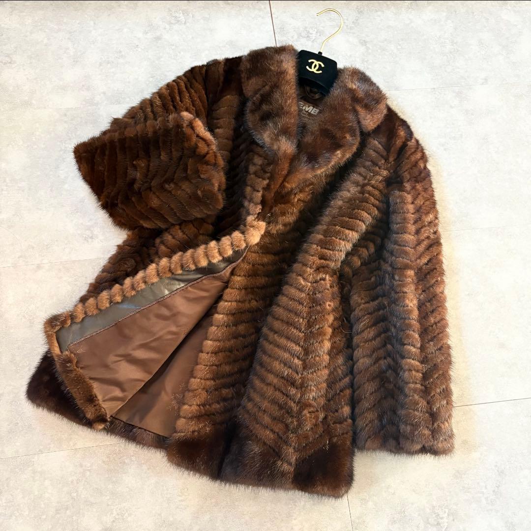 EMBA ミンクファーコート ロングコート 毛皮　ブラウン　11号　エンバ