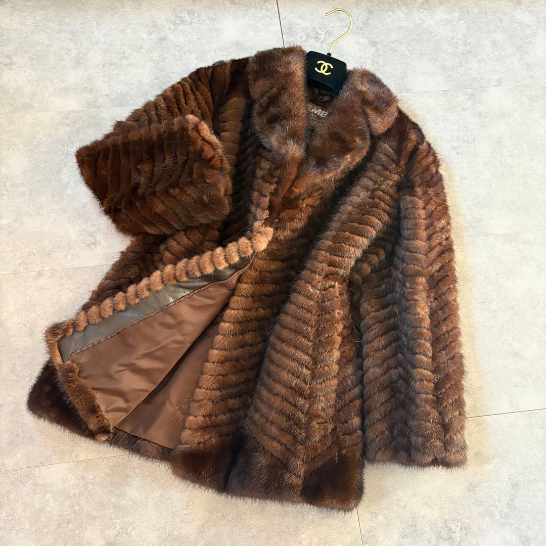 EMBA ミンクファーコート ロングコート 毛皮　ブラウン　11号　エンバ