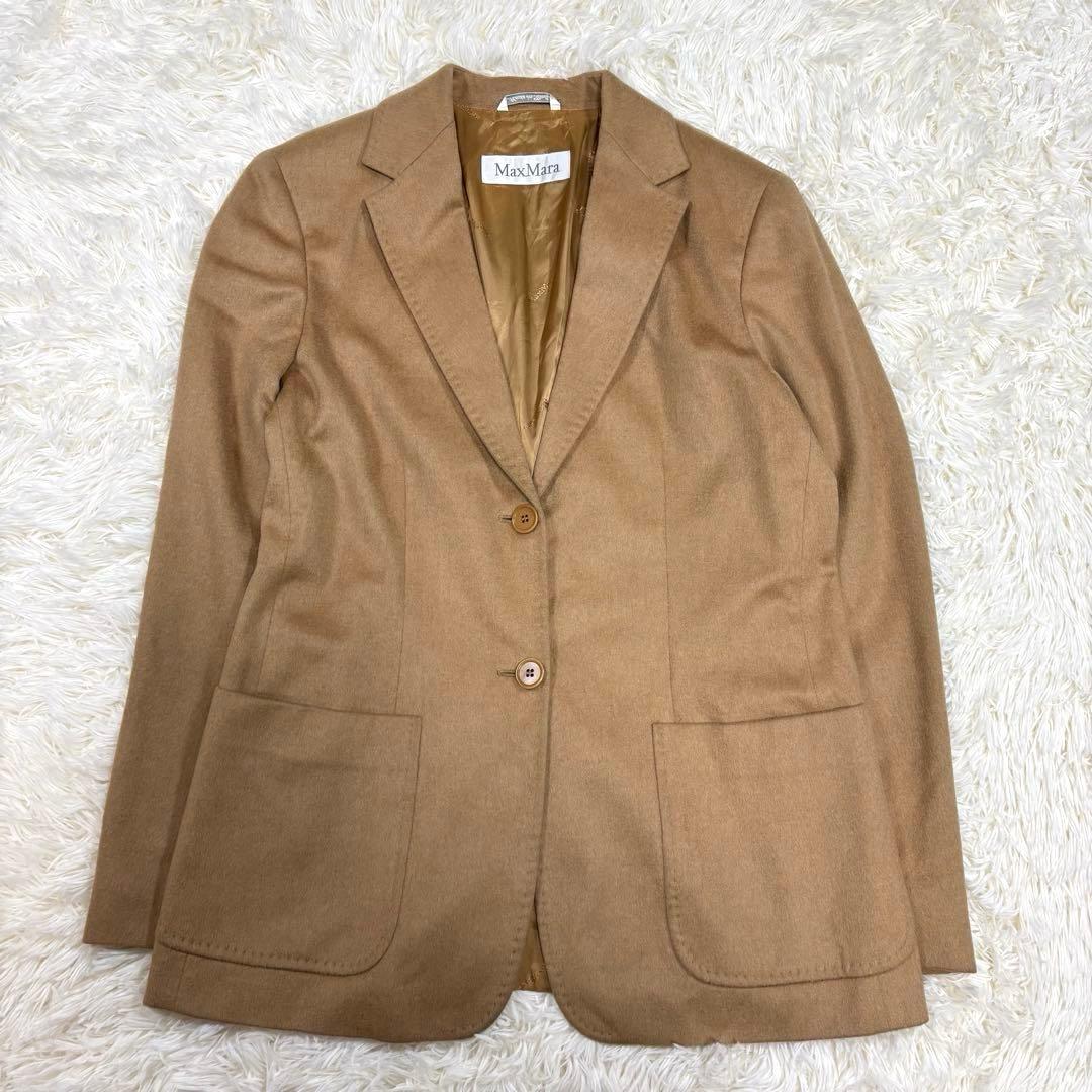美品✨マックスマーラ✨白タグ✨テーラードジャケット✨キャメル100%最高級 XL